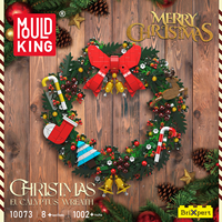 Moule King 10073 1002PCS Noël Série Eucalyptus Fleur Couronne Building Block Modèle Technique Jouet Éducatif Festival Cadeau