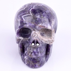 Tamaño mediano tallado a mano artesanía de cristal China amatista calavera talla - Product Image 2