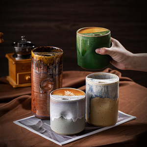 Poterie japonaise faite à la main grande capacité 500ml tasse à café ou à thé en céramique Design de style américain pour cadeaux - Product Image 1