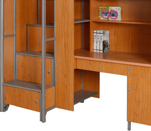 Lit superposé en métal à double étage à prix avantageux pour étudiants, lit superposé robuste et stable avec bureau et armoire, lit pour 2 adultes et un enfant - Product Image 3