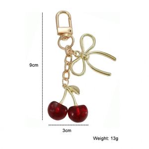 Cherry 3D Fruit Bow Simulation Lightweight Zinc Alloy Keychain Car <b>Key</b> <b>Chain</b> Bag Pendant Accessories Purse Charm - Product Image 6