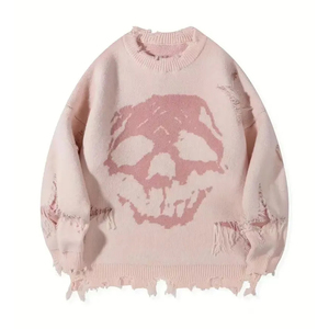 Suéter Personalizado para Hombre, Suéter de Punto con Diseño de Calavera, Prenda de Punto de Algodón, Suéter Jacquard, Fabricante de Suéteres, Suéter de Cuello Redondo de Manga Larga - Product Image 4