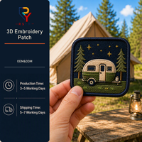 Écusson brodé 3D personnalisé, motif camping-car, pin et nuit étoilée, pour veste de club de camping-cars et sac à dos