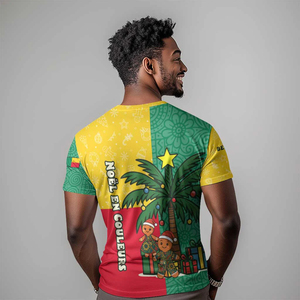 <span class=keywords><strong>เสื้อ</strong></span>ยืดเบนินคริสต์มาสพร้อมต้นปาล์มสีสันสดใสรูปขนมปังขิงและกราฟิกธงชาติ - Product Image 4