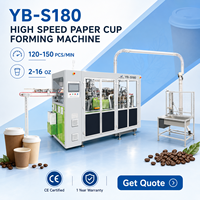 Machine industrielle YB-S180 pour la fabrication de gobelets en papier jetables, 120-150 pièces minimum, pour la formation de gobelets à café, thé et boissons, équipement certifié CE