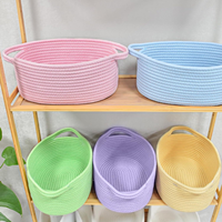 Panier de rangement multifonctionnel en corde de coton écologique durable, petit format carré tressé, sacs cadeaux, rubans, panier pour bébé - Vente en gros