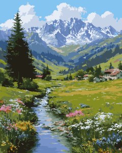 Peinture HJ prête à être expédiée, paysage sans cadre, haute couverture, haute luminosité, acrylique, 40*50cm, kits de peinture par numéros - Product Image 2