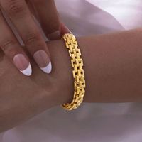 Bracelet pour femme en acier inoxydable plaqué or 18 carats, bracelet de montre large de 11 cm
