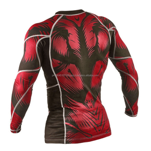 Diseños OEM Impresión digital Poliéster/Nylon Color personalizado Logo Hombres Manga larga Camuflaje Jiu Jitsu brasileño Rash Guards para hombres - Product Image 5