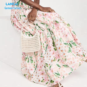 เดรสยาวลายดอกไม้สำหรับผู้หญิงผ้าคอตตอนปักลายดอกไม้สำหรับฤดูร้อน - Product Image 4