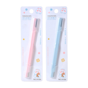 Lmltop – tondeuse à sourcils à double extrémité, pointe inclinée en acier inoxydable, bleu poudré, pour débutants, Sy306 - Product Image 2