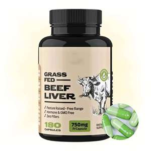 Cápsulas de Hígado de Res Alimentado con Pasto 100% Puro Halal OEM/ODM, Suplemento Energético para Adultos, 180 Cápsulas por Botella - Product Image 1