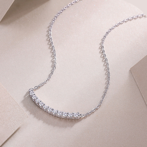 Collar <span class=keywords><strong>de</strong></span> Cadena <span class=keywords><strong>de</strong></span> <span class=keywords><strong>Plata</strong></span> Esterlina con Baño <span class=keywords><strong>de</strong></span> Platino y Eslabones Cubanos, con Colgante <span class=keywords><strong>de</strong></span> Moissanita y Dije <span class=keywords><strong>de</strong></span> Diamante, Diseño 100%REP, para Mujer - Product Image 3