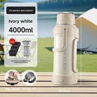 Termo de Acero Inoxidable de Ultra Gran Capacidad de 3L/4L/5.2L, Aislamiento de 48H, para Uso en Casa, Viajes y Escalada
