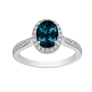 Enchanting Aquamarine Ladies Oval Shape Colorful Gemstone 925 Silver Jewellery Ring Blue Sapphire Rings For Women