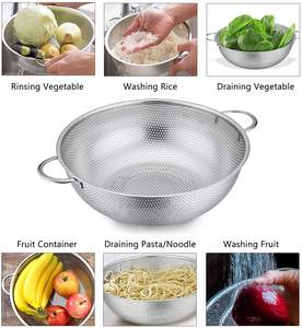 Wholesale Heavy Duty High Quality Pasta Fruit Vegetable Washing <b>Basket</b> Stainless Steel <b>Mesh</b> Micro-Perforated Strainer Colander - Product Image 4