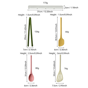 5 Piece Silicone Cooking Utensils Set Non Stick Spatula Scraper Kitchen <b>Tools</b> For Pancake Frying - Product Image 3