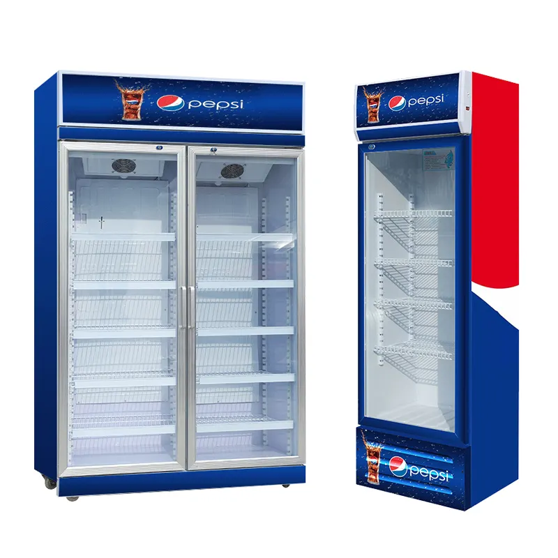 Boissons froides à énergie, réfrigérateur Vertical à porte en verre unique, boissons non alcoolisées commerciales, glacières
