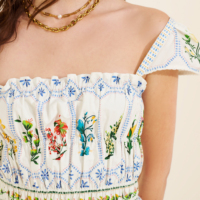 Robe longue maxi en porcelaine à imprimé floral tropical, col carré, manches courtes, taille smockée, pour femme, idéale pour les vacances d'été – Fabrication sur mesure