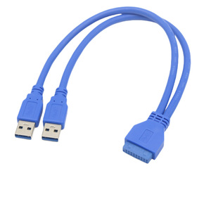 สายเคเบิลข้อมูล 20 พิน ตัวเมียเป็นพอร์ตคู่ USB 3.0 ตัวผู้สำหรับสายต่อขยายเมนบอร์ดแกนทองแดงทั้งหมด - Product Image 1