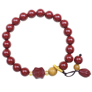 Cinnabar <b>Bracelet</b> Heart Shape <b>Red</b> Beads Unisex Gift Jewelry Hangzhou Made - Product Image 4