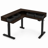 Prix d'usine Bureau assis-debout autoportant ergonomique moderne en forme de L à hauteur réglable 72-120 cm avec double moteur automatique et respectueux de l'environnement