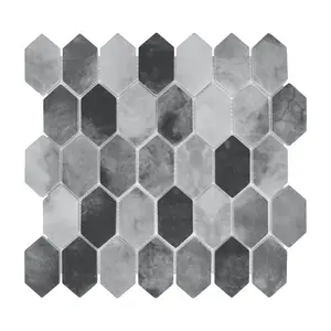 Sunwings Recycling-Glas-Mosaikfliese | Vorrat in den USA | weiße Picket-Marmor-Platen-Mosaiken Wand- und Bodenfliese