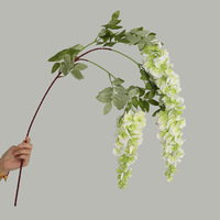 Guirlande longue suspendue à trois branches, fleurs artificielles dorées Wisteria Bean, pour décors muraux, arrangements floraux de mariage et décoration intérieure