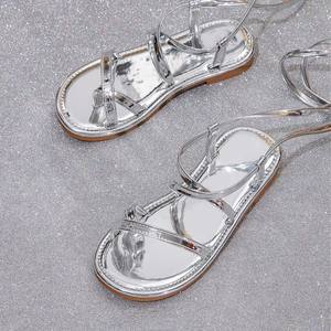 Argent Cross Strap Filles D'été En Plein Air Slip-On Sandales String <span class=keywords><strong>Gama</strong></span> Chaussures Enfants Stage Chaussures - Product Image 3