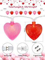 Guirlande lumineuse en forme de cœur 8,5 pieds IP65 LED, rideau lumineux pour la Saint-Valentin, décorations rose et rouge, contrôle tactile, étanche, prise moderne