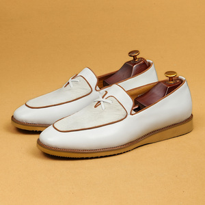 Zapatos de hombre de cuero blanco de alta calidad cosidos a mano para uso formal y casual, estilo 2026 - zapato de una pieza - Product Image 6