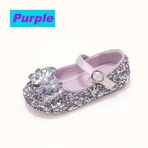 Sepatu datar anak perempuan putri kristal perak lembut mengkilap hiasan pita bayi perempuan datar balet kulit pesona sepatu putri anak - Product Image 4