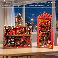 Y-TOP Cadeaux de Noël Kit de maison miniature DIY Book Nook, Puzzle 3D avec lumière LED, Décoration pour étagère