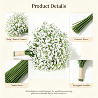 6Pcs Bunga Gypsophila Putih Plastik Realistis Alami Sentuhan Nyata Buket Bunga Buatan 21'' |   Pernikahan Massal Bayi