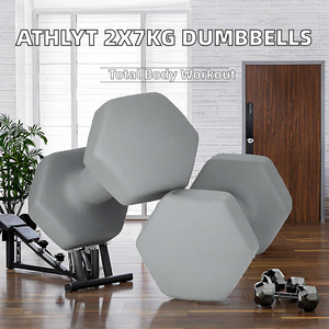 ดัมเบลกันลื่น Athlyt ทำจากนีโอพรีน - ดัมเบลขนาด 2 x 7 กก. สำหรับออกกำลังกายที่บ้าน เพื่อการออกกำลังกายที่ครอบคลุม - Product Image 2