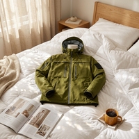 Veste tactique multifonctionnelle imperméable et coupe-vent en microfibre à membrane multi-poches, tissu sergé Talson Tricot