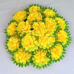 16 Heads Artificial Chrysanthemum <b>Wreath</b> Round Floral <b>Decor</b> With Matching Basket Outdoor Garden Front Door Wall Ornament - Product Image 4
