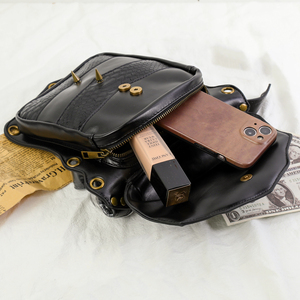 Halloween Steam Punk suave PU cuero hombres y mujeres cintura divertida pierna bolsa motocicleta Unisex mensajero bolsas hombro bandolera - Product Image 3
