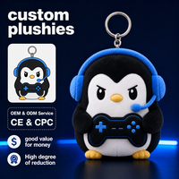 Porte-clés en peluche pingouin gamer mignon, porte-clés en peluche pour streamer de jeux
