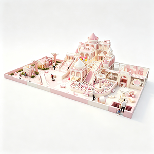 Aoleao Aire de Jeu Intérieure Personnalisée Princesse avec Piscine à Balles, Toboggan et Château d'Escalade pour Enfants, Aire de Jeu Douce Certifiée CE TUV CPC - Product Image 1