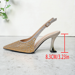 Sandali da <span class=keywords><strong>donna</strong></span> alla moda con <span class=keywords><strong>tacco</strong></span> in cristallo color champagne, décolleté <span class=keywords><strong>a</strong></span> punta con plateau scintillante, <span class=keywords><strong>scarpe</strong></span> da sera di lusso con <span class=keywords><strong>tacco</strong></span> <span class=keywords><strong>a</strong></span> spillo - Product Image 6