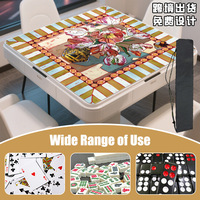 Tapis de table de mahjong de luxe à motif vase peint à l'huile, antidérapant en PU/silicone, lavable, impression haute définition, pour 4 joueurs, jeu de société pour usage domestique