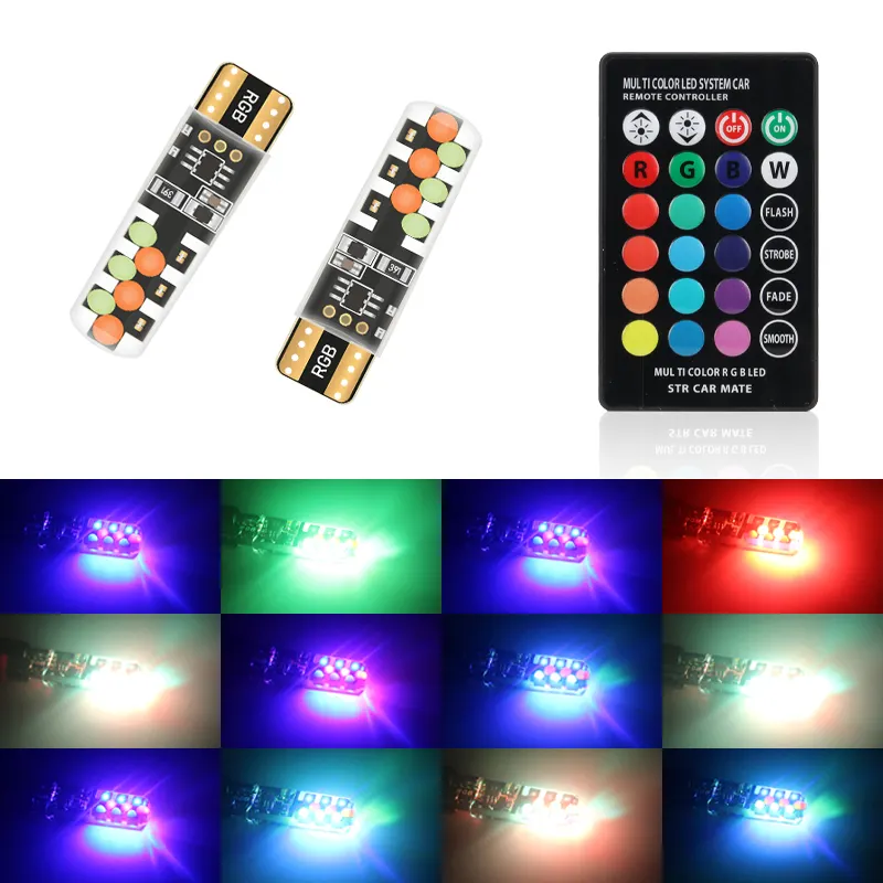 Auto T10 LED 12V RGB lettura 5050 universale luce a cuneo lampada Led luce auto t10 telecomando