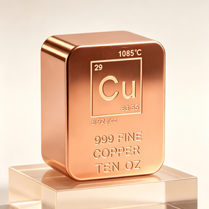 Barra de Cobre de 10 Oz, Lingote de Cobre Puro 999, Cubo de Cobre Grabado con Datos de la Tabla Periódica, Bloque Pulido para Colección Científica - Product Image 1