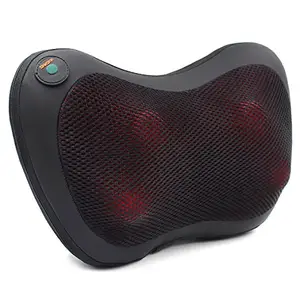 Shiatsu-masajeador de espalda y cuello con calor, 4 rodillos térmicos, almohada de masaje de tejido profundo 3D