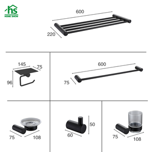 Oem ODM Đơn Treo Tường 304 thép không gỉ khăn giá hiện đại màu đen đánh bóng thiết kế cho khách sạn phụ kiện phòng tắm - Product Image 4