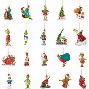 Adornos Navideños Planos 2D de Lindo y Divertido <span class=keywords><strong>Muñeco</strong></span> Verde, Decoraciones de Acrílico para Árbol de Navidad, Colgantes y Figuritas de Juguete para Navidad - Product Image 6