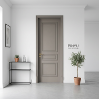 Porte de placard en bois massif à panneau surélevé, style minimaliste français, gris mat, pour intérieur, chambre, hôtel, mobilier de rénovation en gros