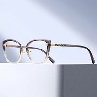 MS 97835 Lunettes Anti-Lumière Bleue pour Femme TR90, Monture Œil de Chat Dégradée, Branches Tendance à Motif Écossais, Finition Polie, Lunettes Polyvalentes