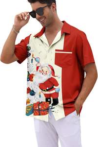 Camisa de bolos de vacaciones de Navidad abotonada de manga corta informal para hombre Diseño divertido () con impresión digital - Product Image 5